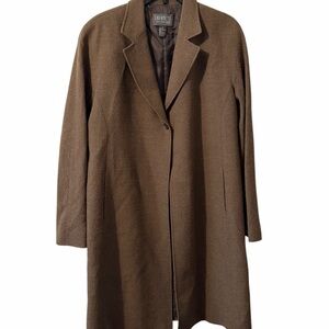 Lafayette 148 New York Brown Lightweight 100% Wool  Blazerlong Size 8 One Button